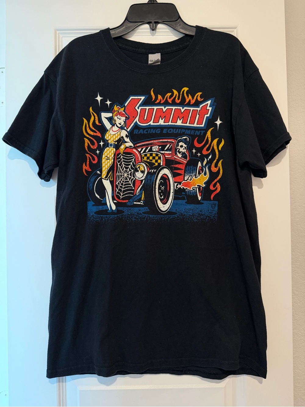 Summit Racing Equipment Graphic T-Shirt Pin Up Hot Rod Skeleton Size M
